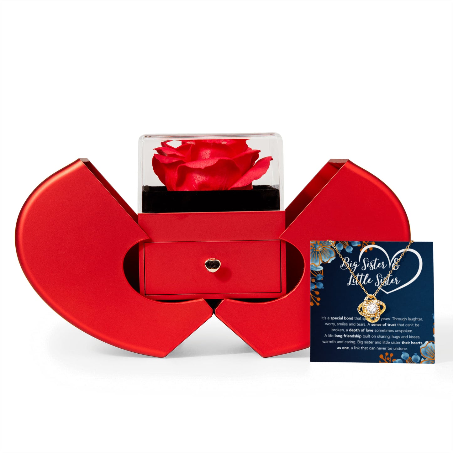 TO MY SISTER BOND KNOT NECKLACE HEART BOX GIFT SET