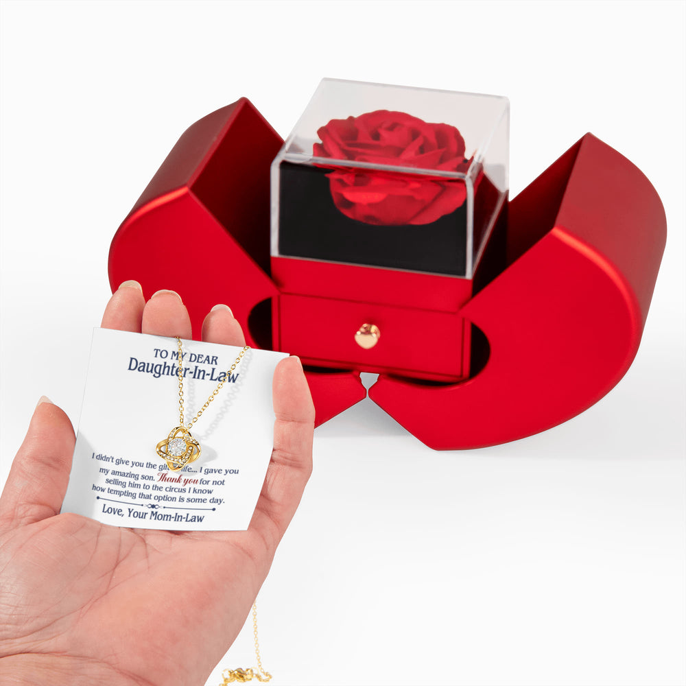 TO MY DAUGHTER IN LAW CIRCUS LOVE KNOT NECKLACE HEART BOX GIFT SET