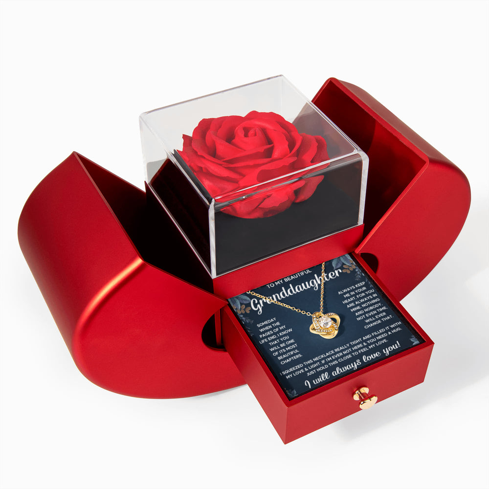 TO MY GRANDDAUGHTER SQUEEZED LOVE KNOT NECKLACE HEART BOX GIFT SET