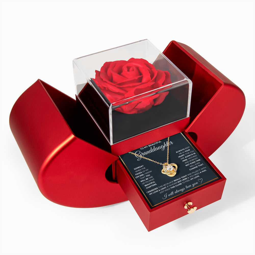 TO MY GRANDDAUGHTER SQUEEZED LOVE KNOT NECKLACE HEART BOX GIFT SET