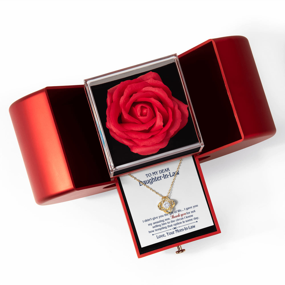 TO MY DAUGHTER IN LAW CIRCUS LOVE KNOT NECKLACE HEART BOX GIFT SET