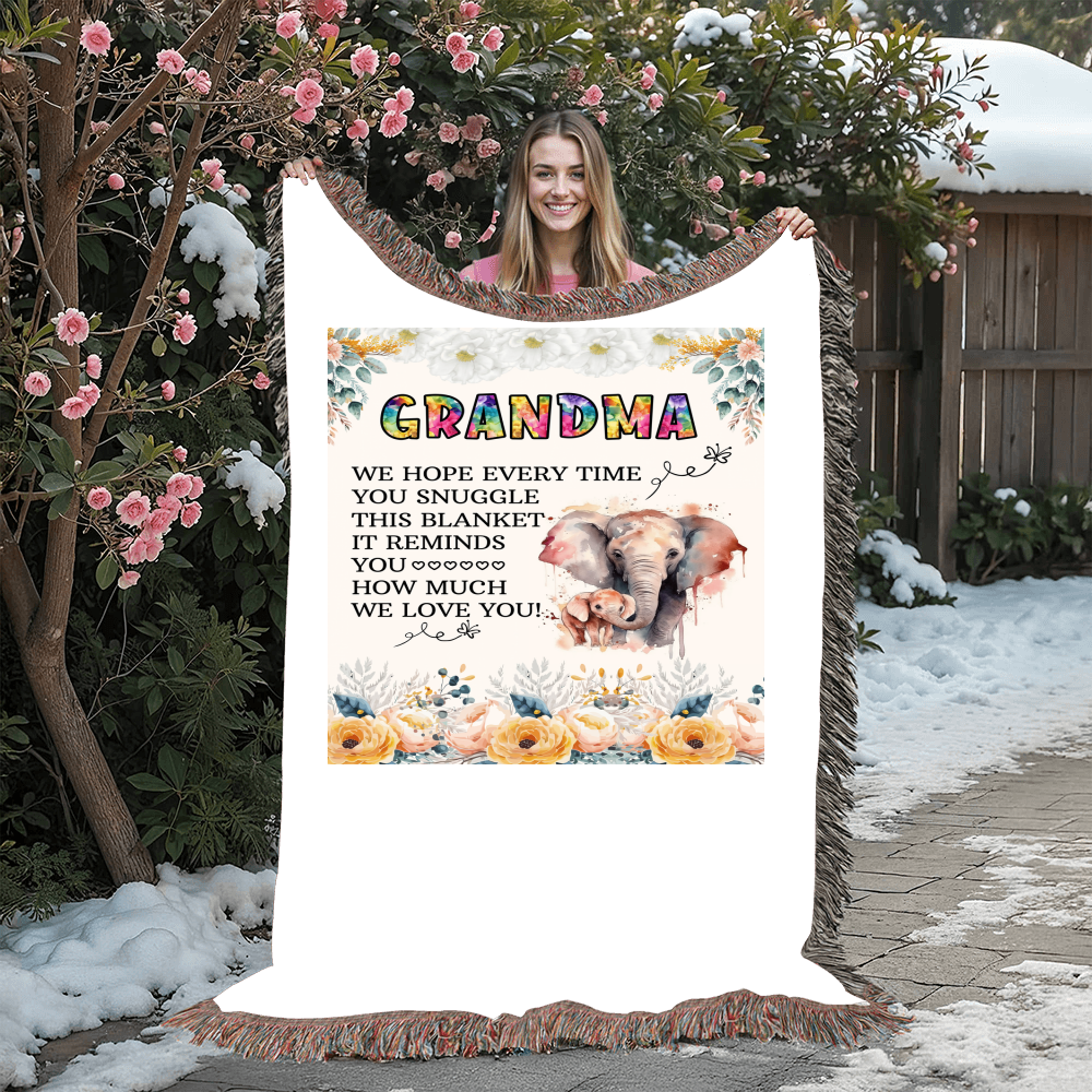 To My Grandma - Elephant Woven Blanket