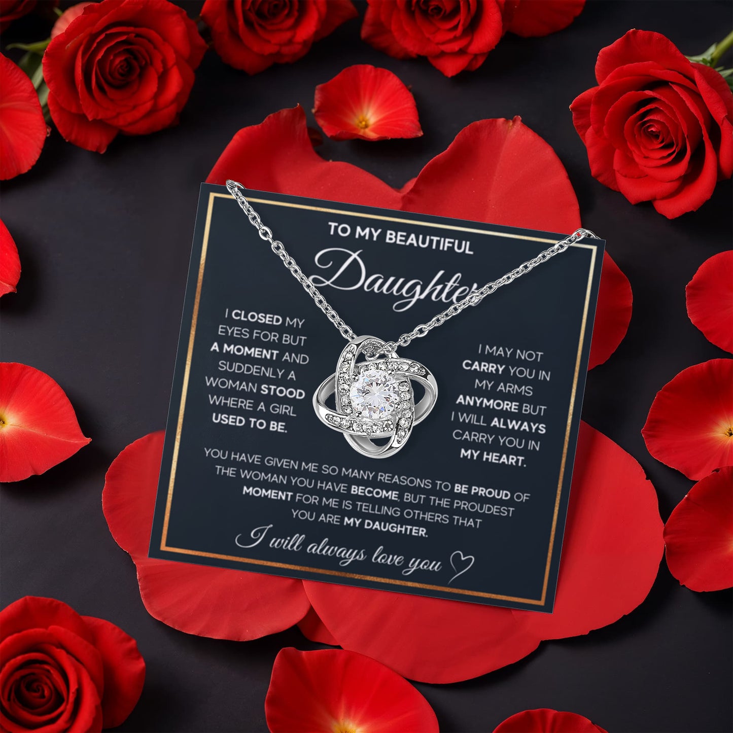 Proud Knot - Daughter Birthday Necklace with Rose Box