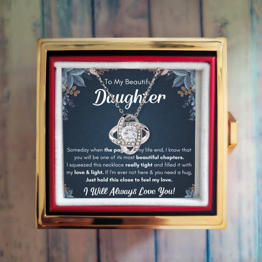 Chapters Squeezed Name - Daughter Birthday Necklace with Rose Box