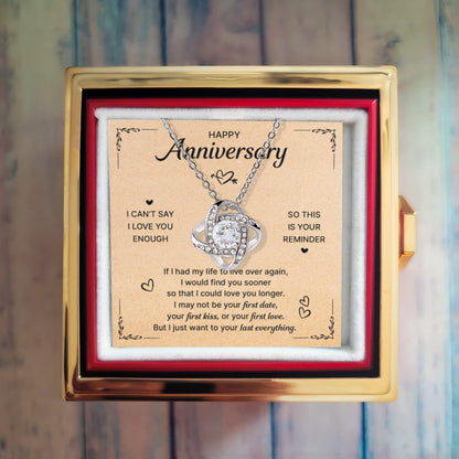 Love Knot Necklace - Anniversary Reminder with Rose Box