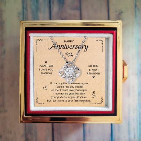 Love Knot Necklace - Anniversary Reminder with Rose Box