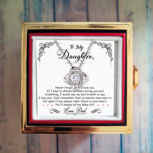Breathing Interlocking - Daughter Birthday Necklace with Rose Box