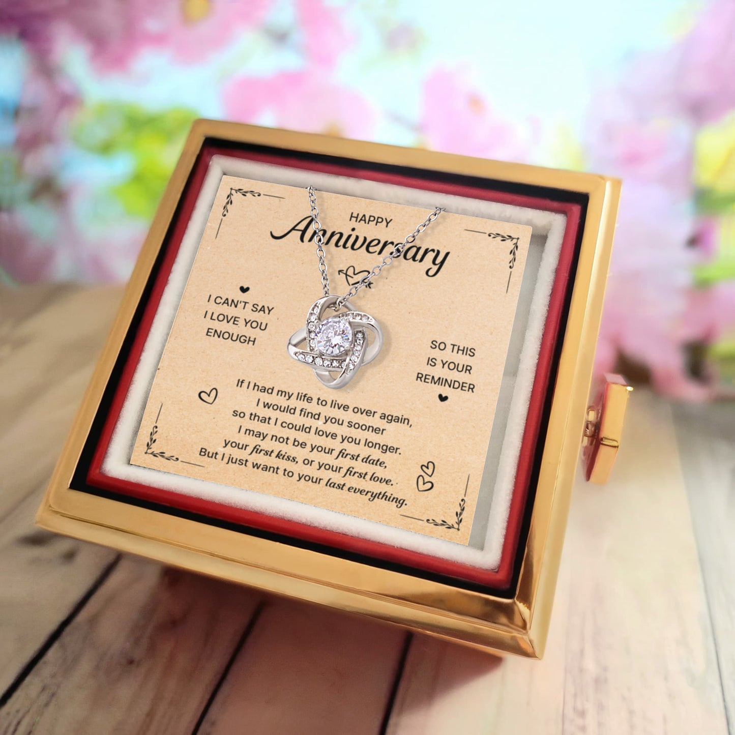 Love Knot Necklace - Anniversary Reminder with Rose Box