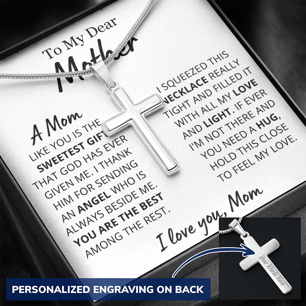 Sweetest Mom Personalized Cross Necklace