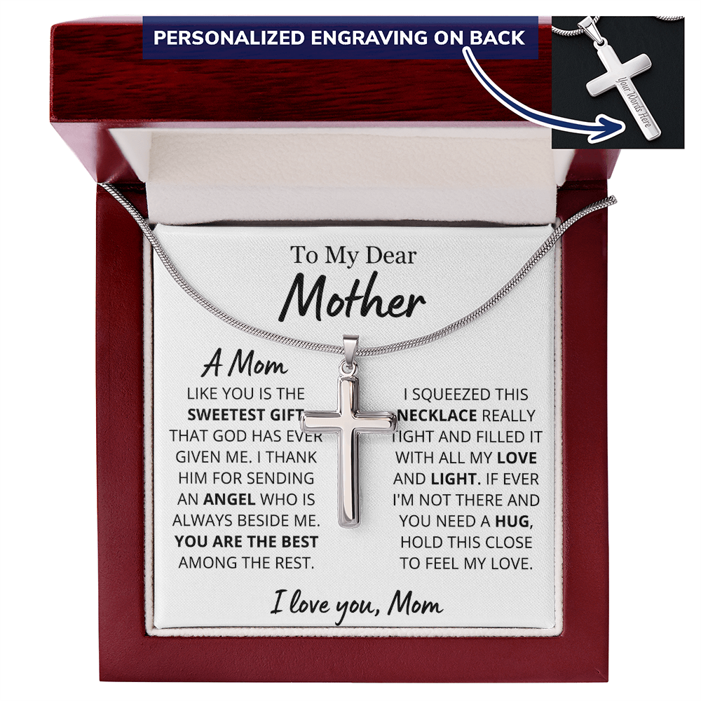 Sweetest Mom Personalized Cross Necklace