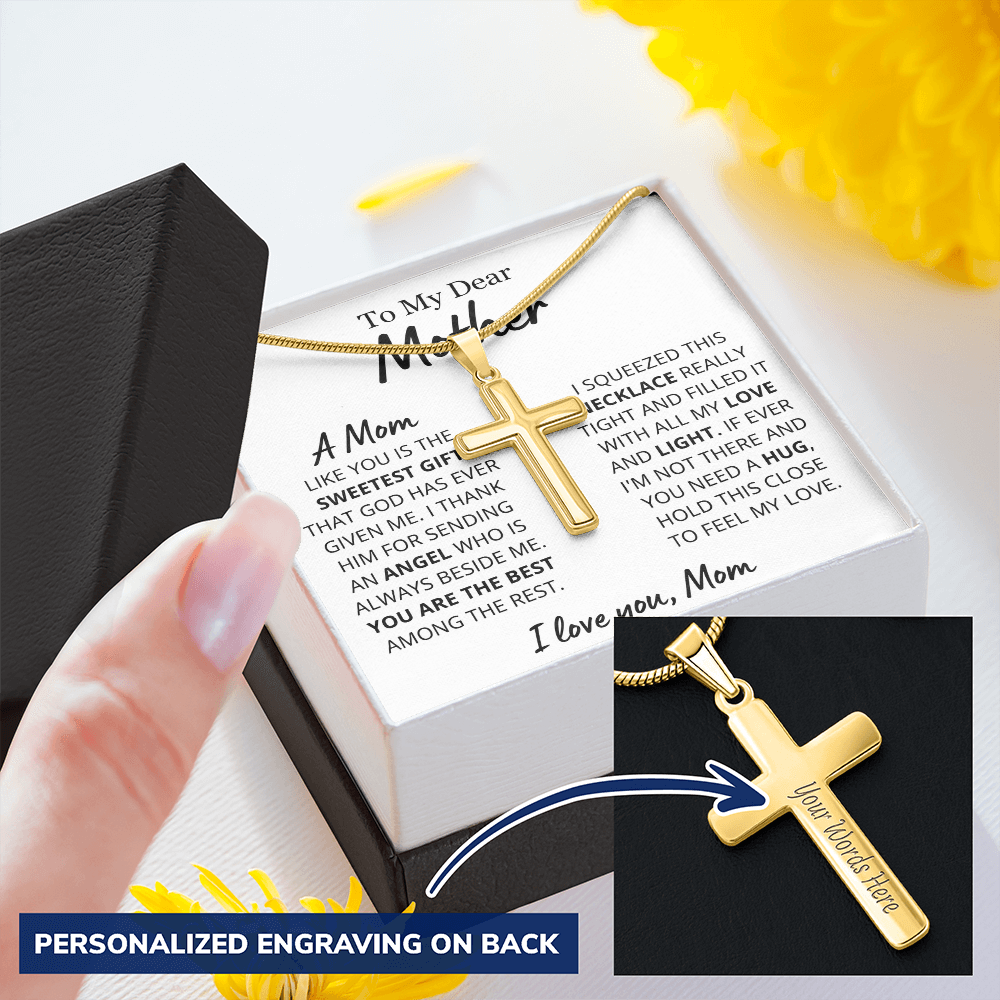 Sweetest Mom Personalized Cross Necklace