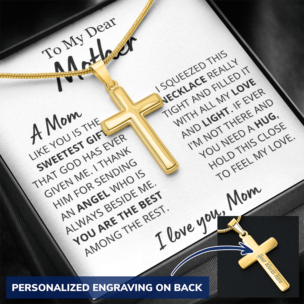 Sweetest Mom Personalized Cross Necklace