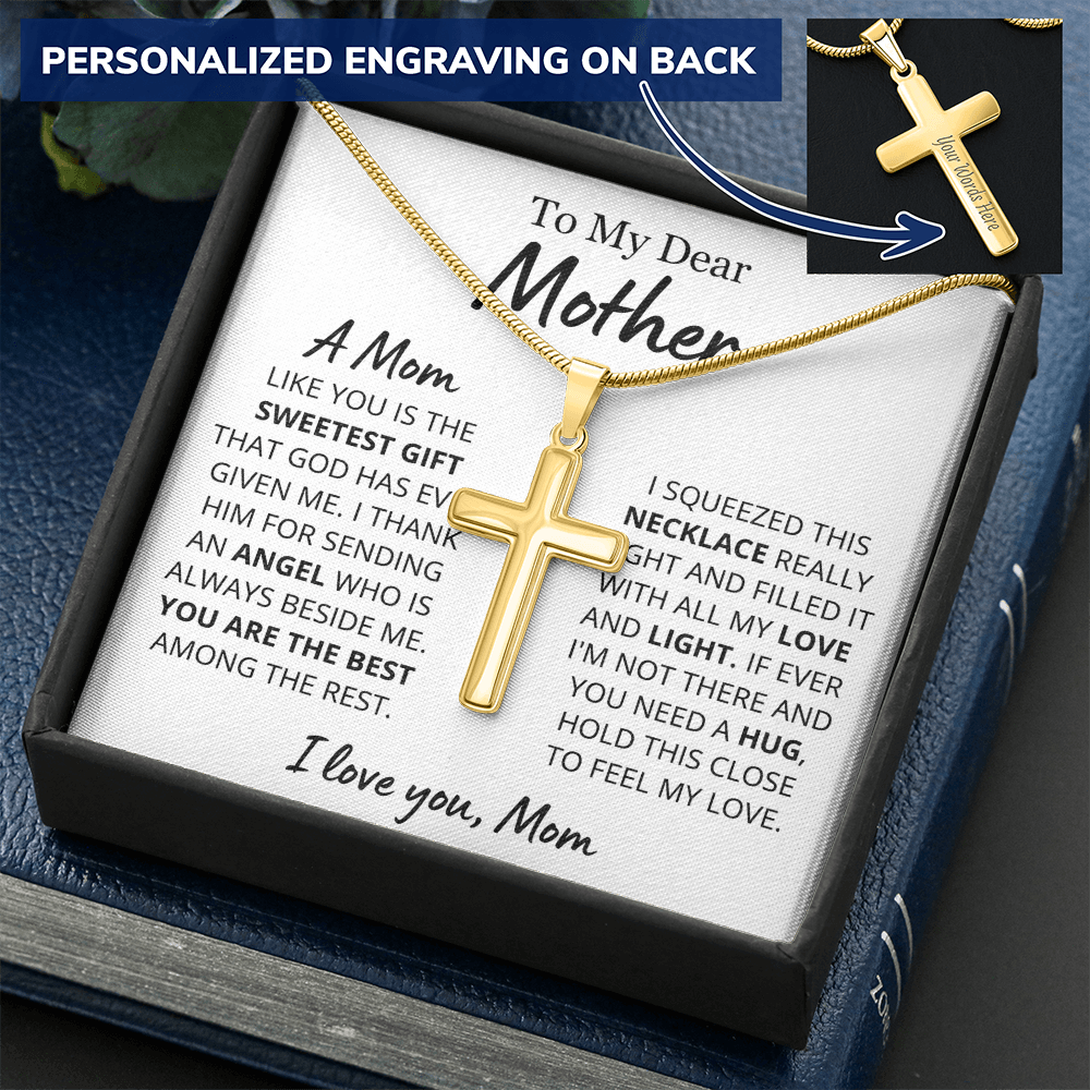Sweetest Mom Personalized Cross Necklace