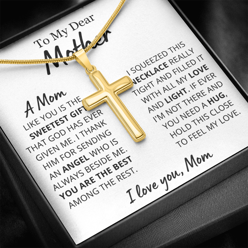 Sweetest Mom Personalized Cross Necklace