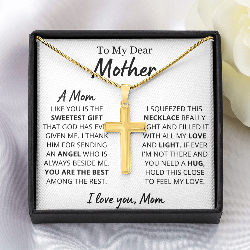 Sweetest Mom Personalized Cross Necklace