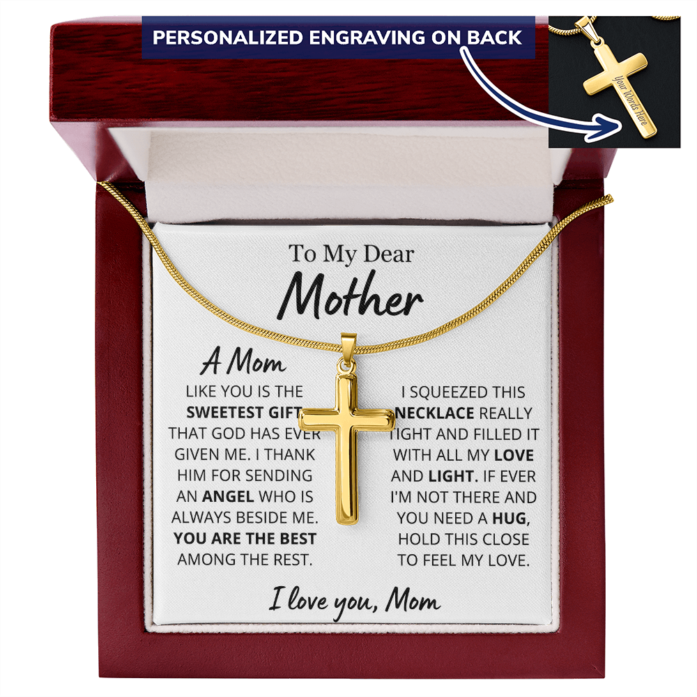 Sweetest Mom Personalized Cross Necklace