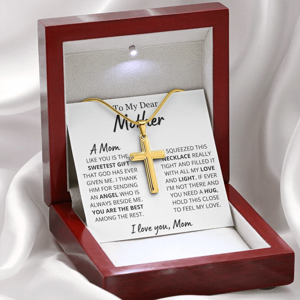 Sweetest Mom Personalized Cross Necklace