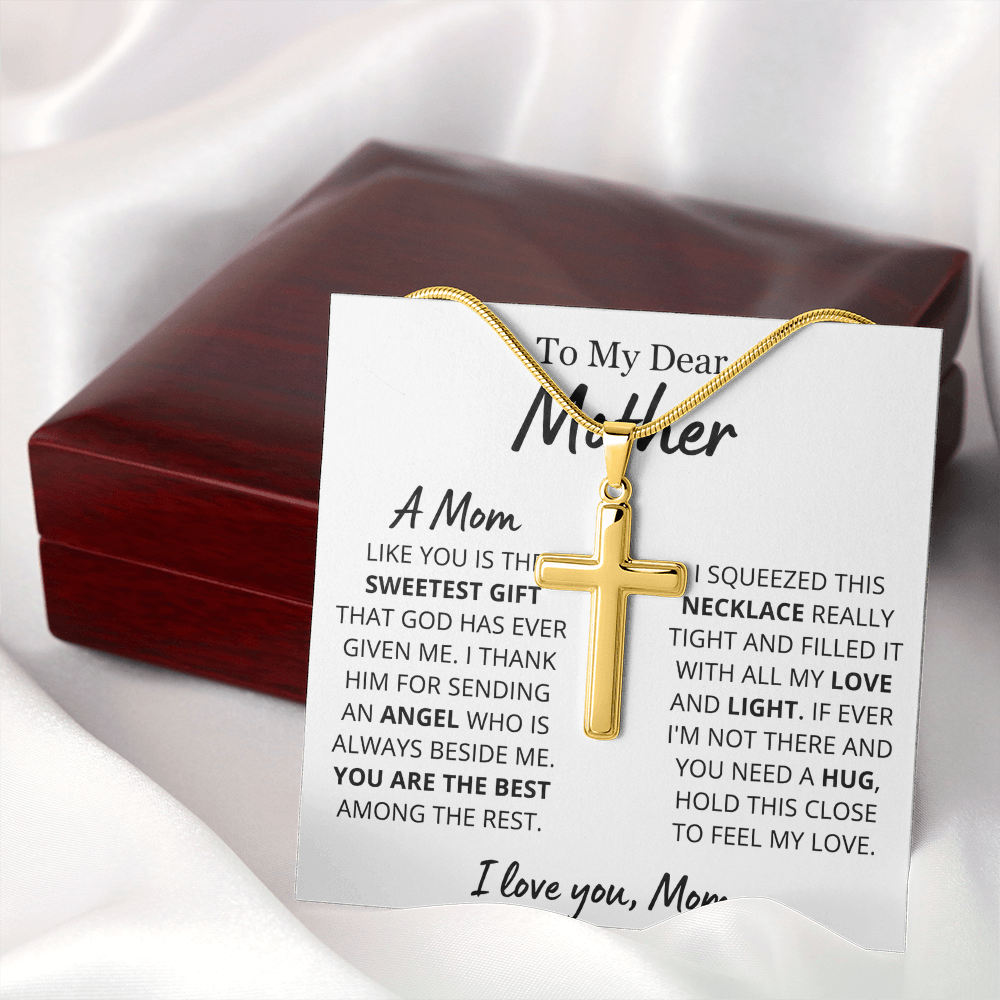 Sweetest Mom Personalized Cross Necklace