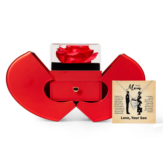 TO MY MOM MY LOVING MOTHER FOREVER LOVE HEART ROSE BOX