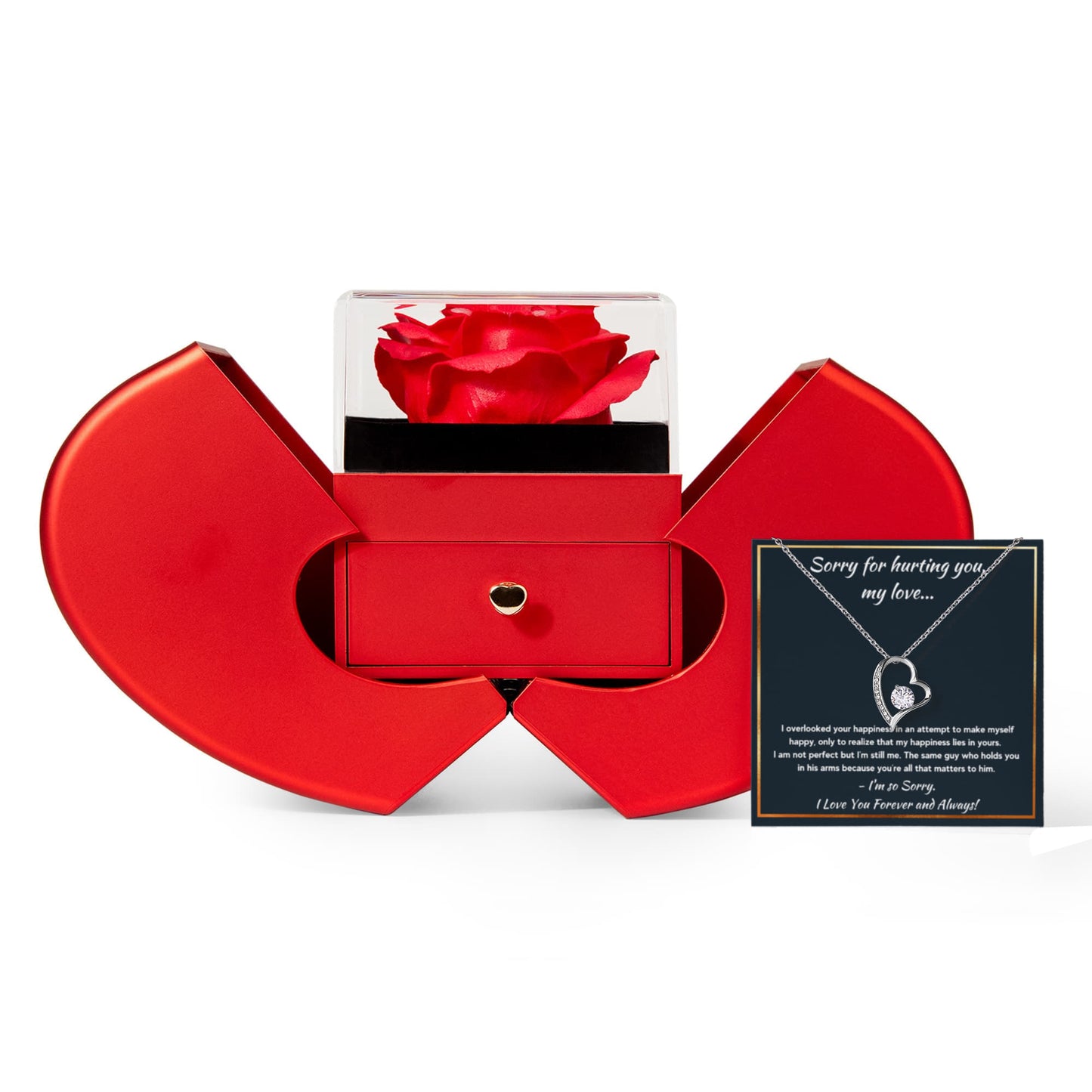 I'M SORRY HAPPINESS FOREVER LOVE NECKLACE HEART BOX GIFT SET