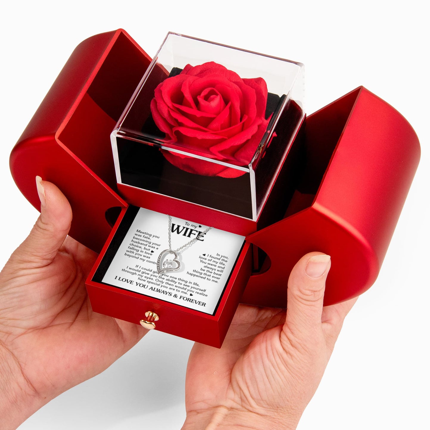 TO MY WIFE CHOICE FOREVER HEART ROSE BOX