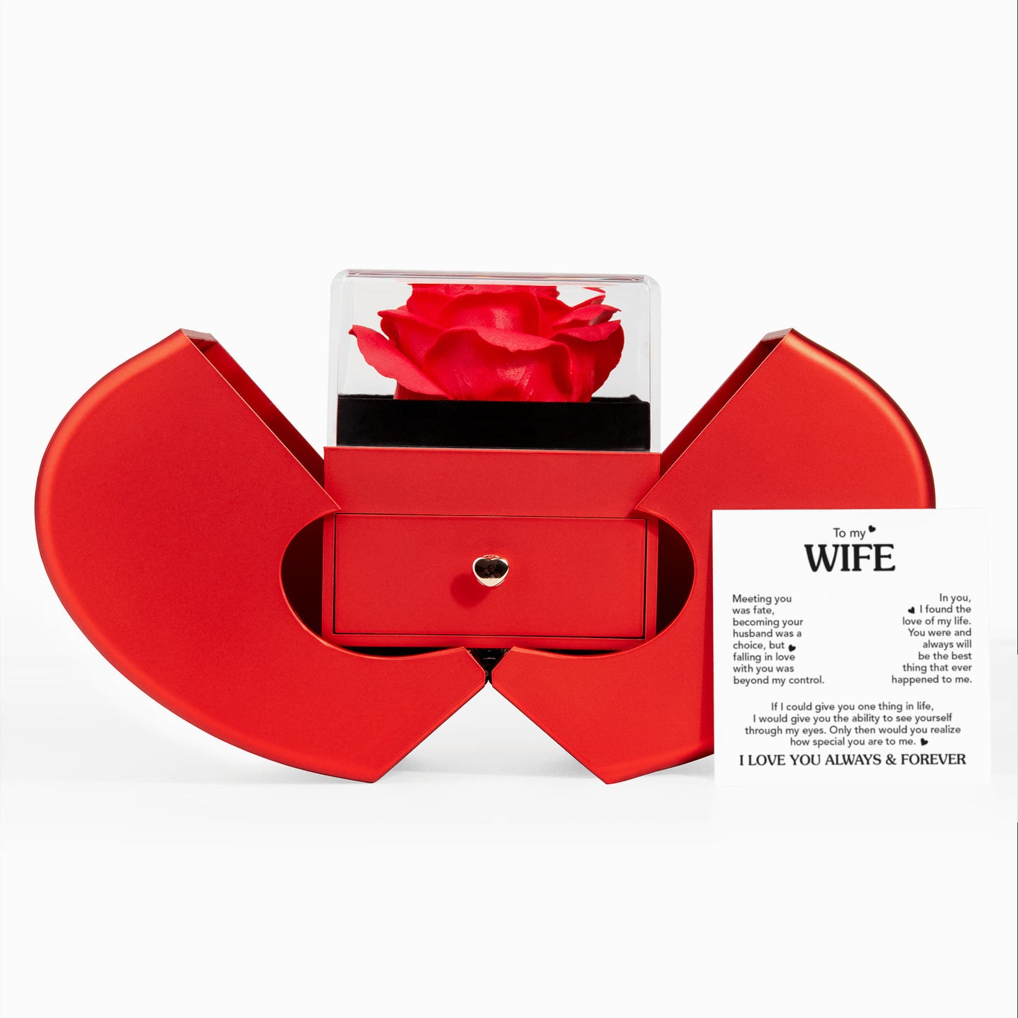 TO MY WIFE CHOICE FOREVER HEART ROSE BOX