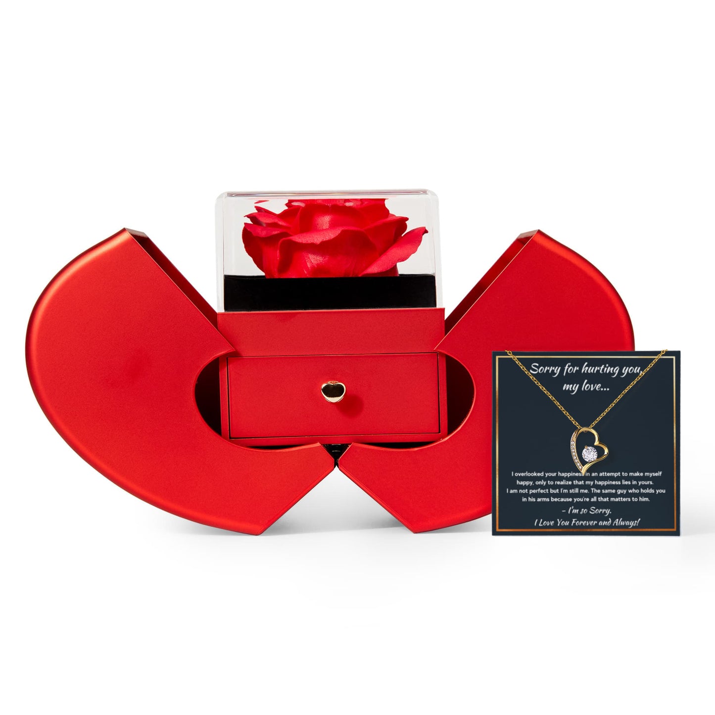 I'M SORRY HAPPINESS FOREVER LOVE NECKLACE HEART BOX GIFT SET