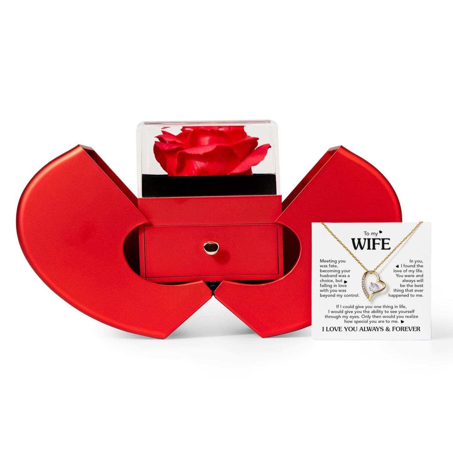 TO MY WIFE CHOICE FOREVER HEART ROSE BOX