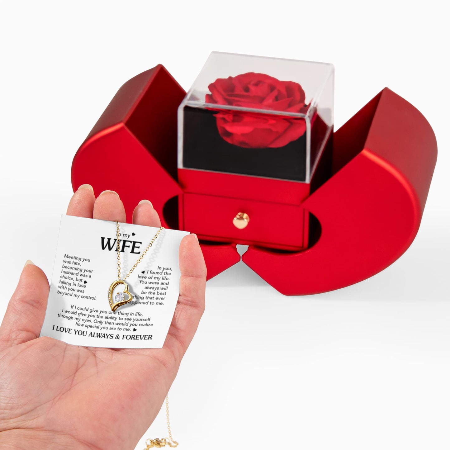 TO MY WIFE CHOICE FOREVER HEART ROSE BOX