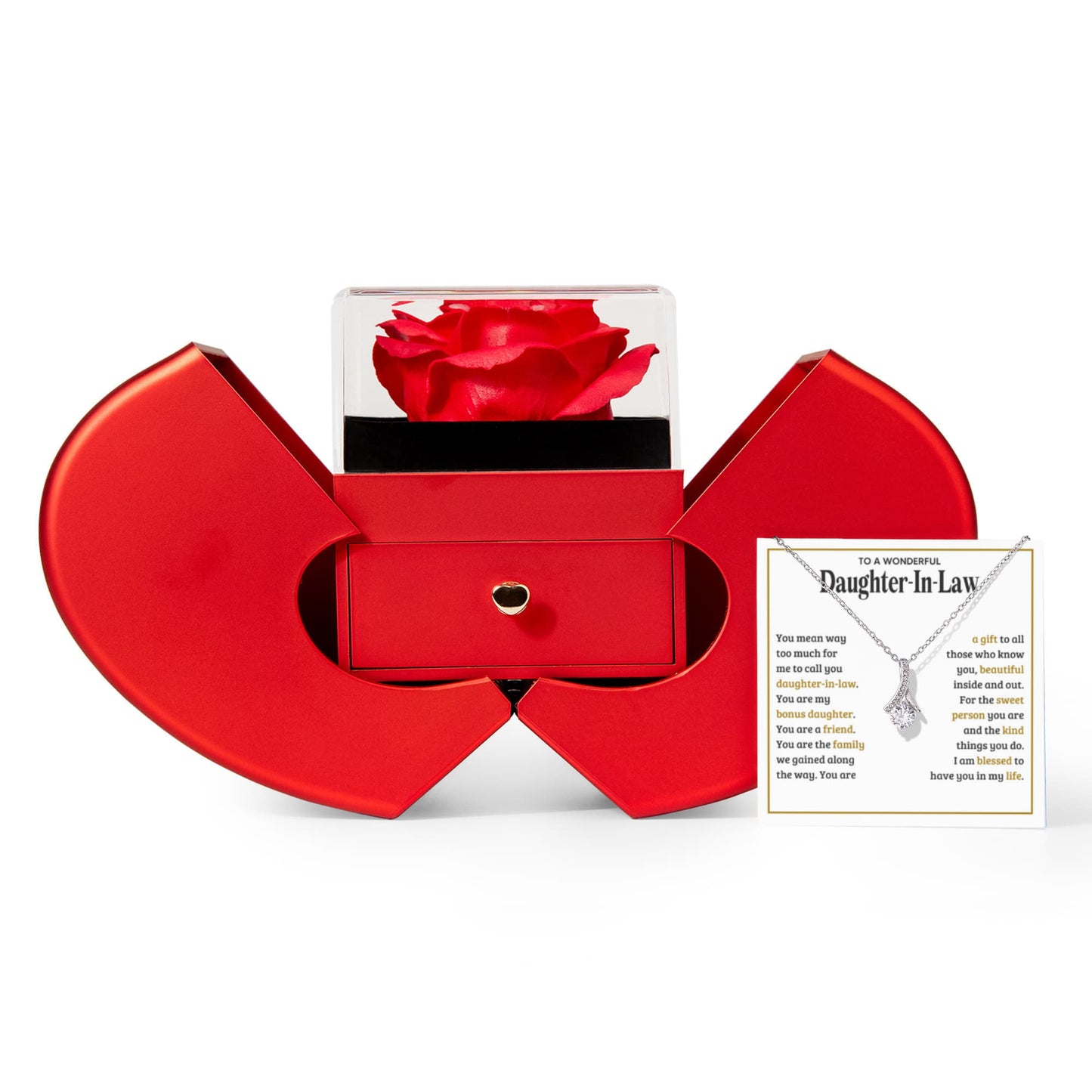 TO MY DAUGHTER IN LAW SWEET PERSON ALLURING BEAUTY NECKLACE HEART GIFT SET