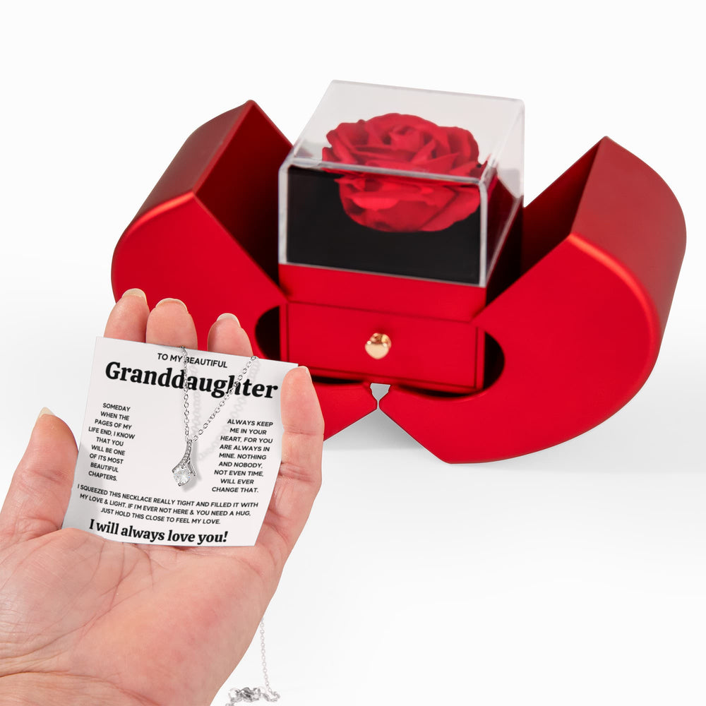 TO MY GRANDDAUGHTER SQUEEZED ALLURING NECKLACE HEART GIFT SET