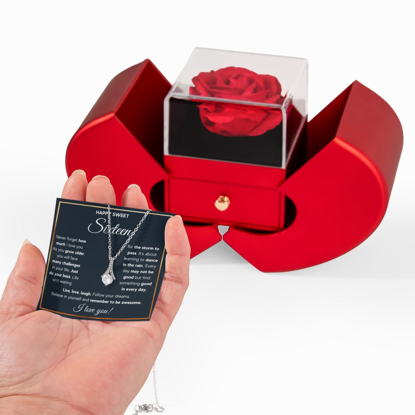 HAPPY SWEET SIXTEEN RAIN ALLURING NECKLACE HEART BOX GIFT SET