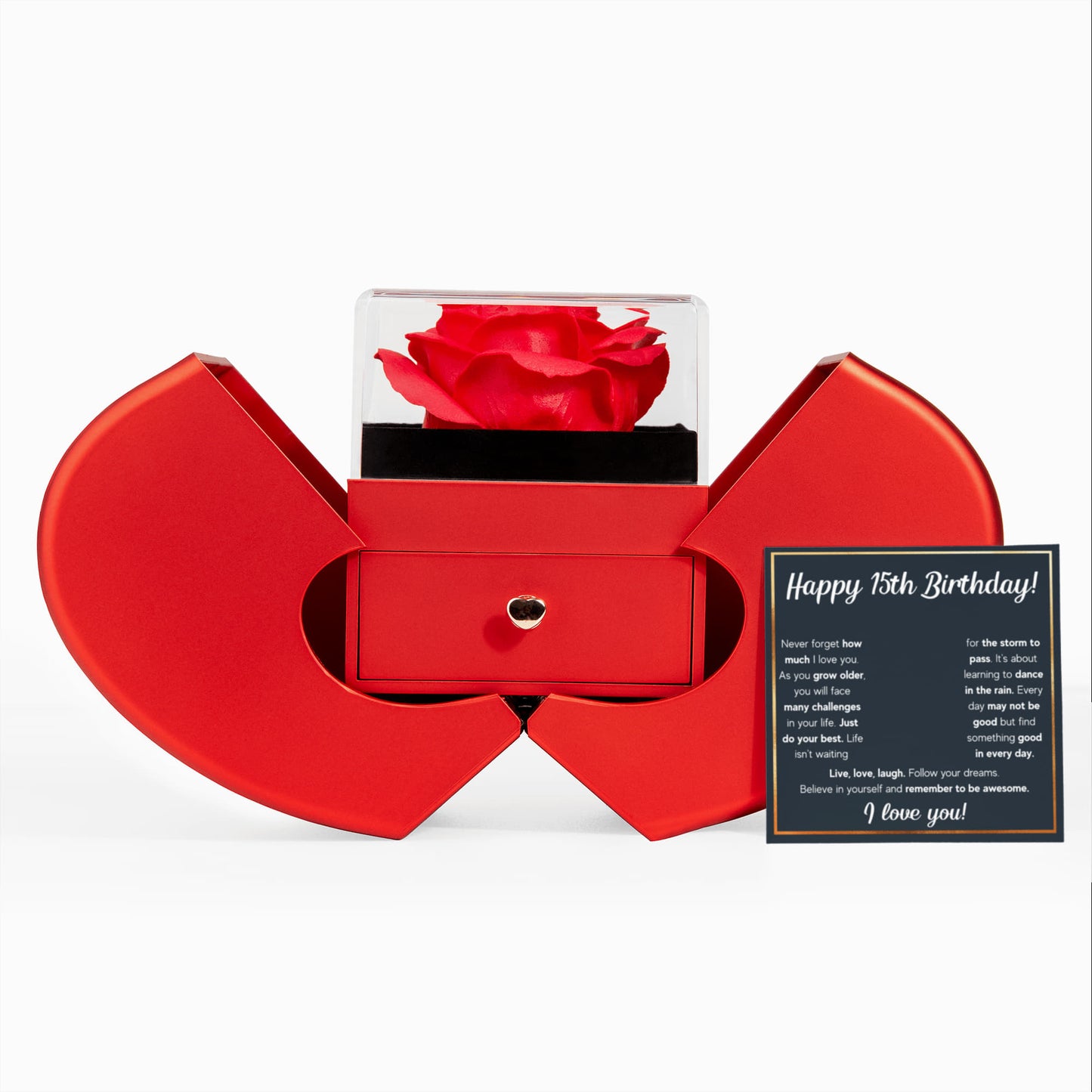 HAPPY 15TH BIRTHDAY RAIN ALLURING NECKLACE HEART BOX GIFT SET