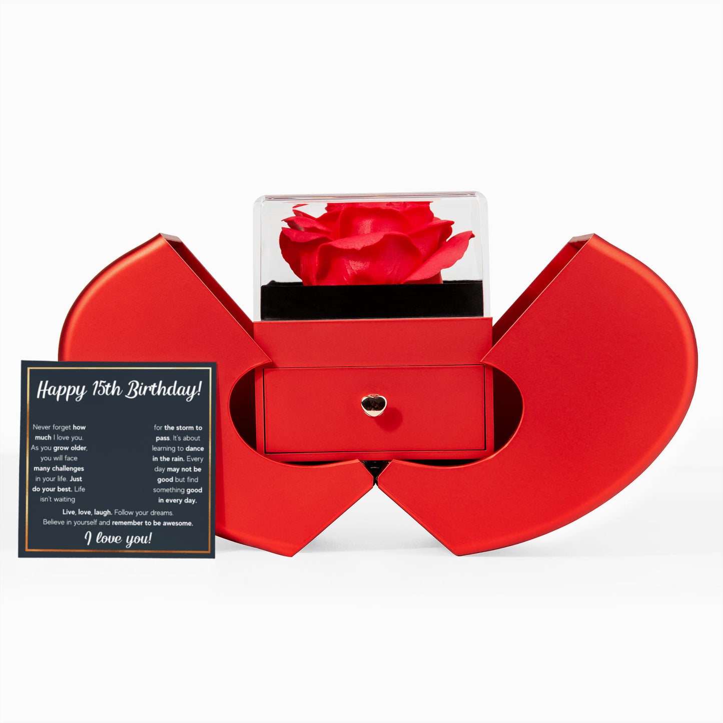 HAPPY 15TH BIRTHDAY RAIN ALLURING NECKLACE HEART BOX GIFT SET