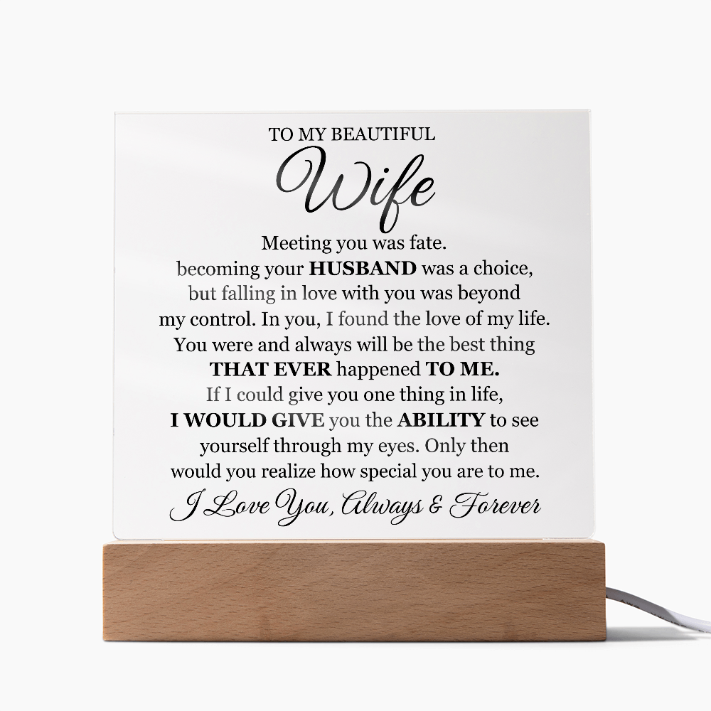 To My Beautiful Wife Printed - Acrylic Plaque Gift Set