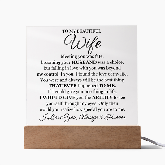 To My Beautiful Wife Printed - Acrylic Plaque Gift Set