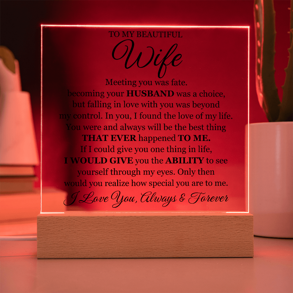 To My Beautiful Wife Printed - Acrylic Plaque Gift Set