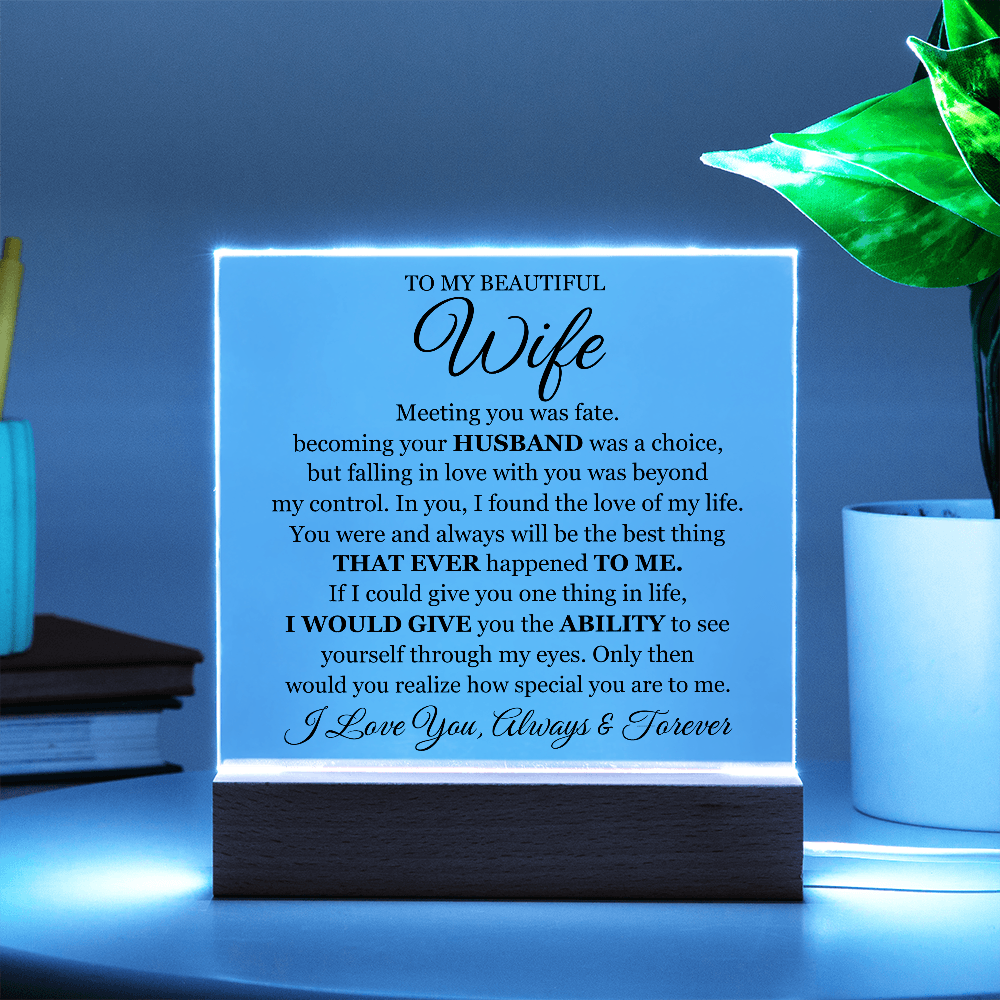 To My Beautiful Wife Printed - Acrylic Plaque Gift Set