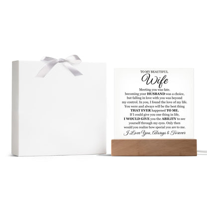 To My Beautiful Wife Printed - Acrylic Plaque Gift Set