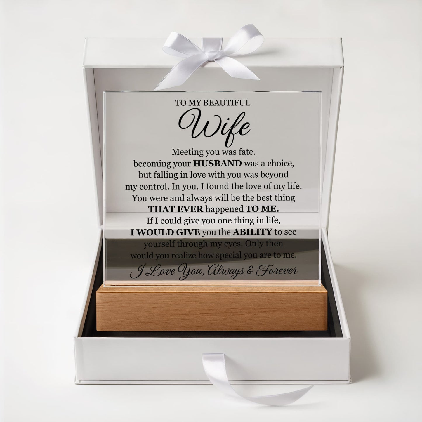 To My Beautiful Wife Printed - Acrylic Plaque Gift Set