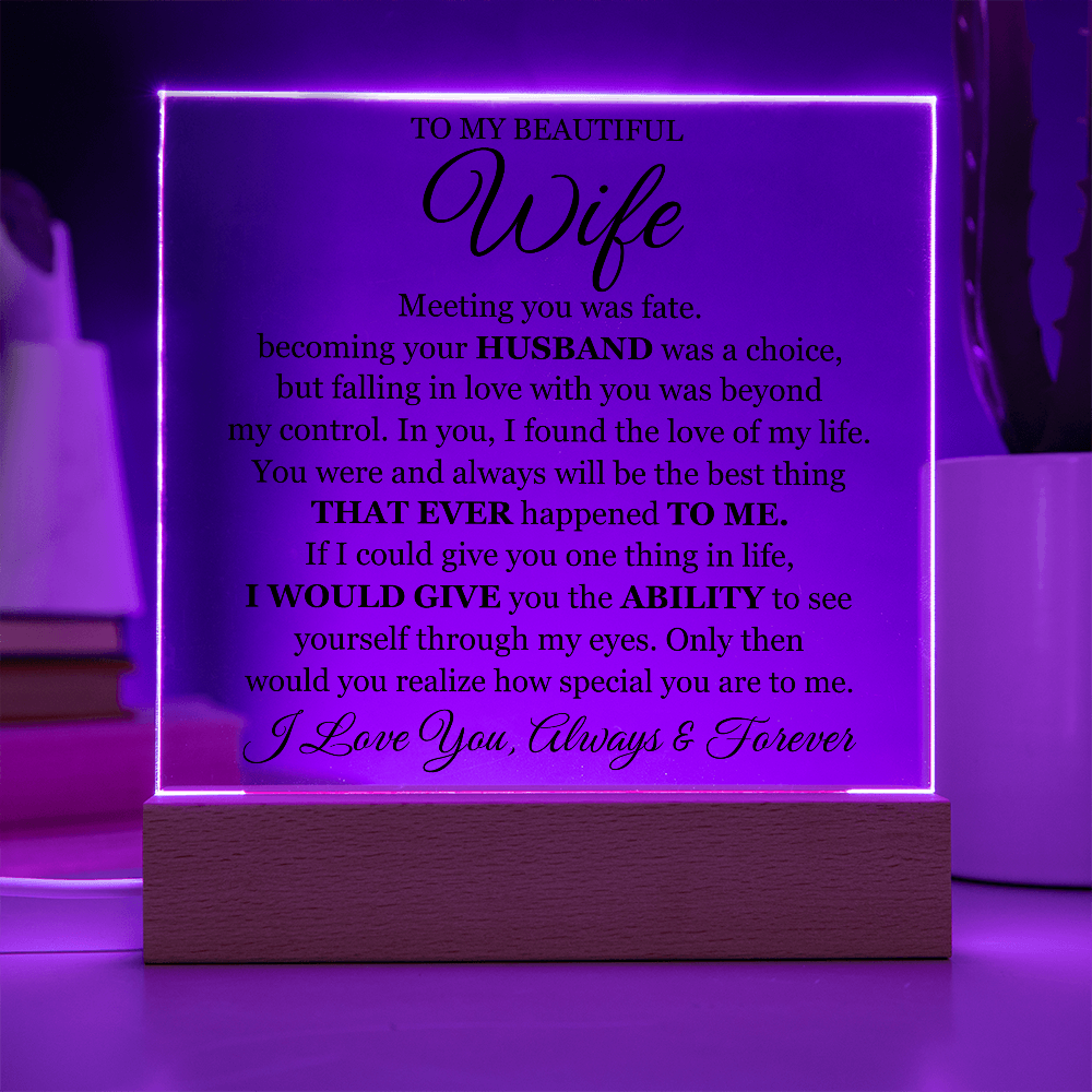 To My Beautiful Wife Printed - Acrylic Plaque Gift Set