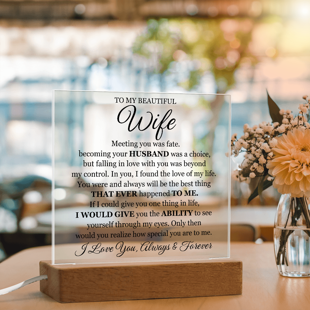 To My Beautiful Wife Printed - Acrylic Plaque Gift Set