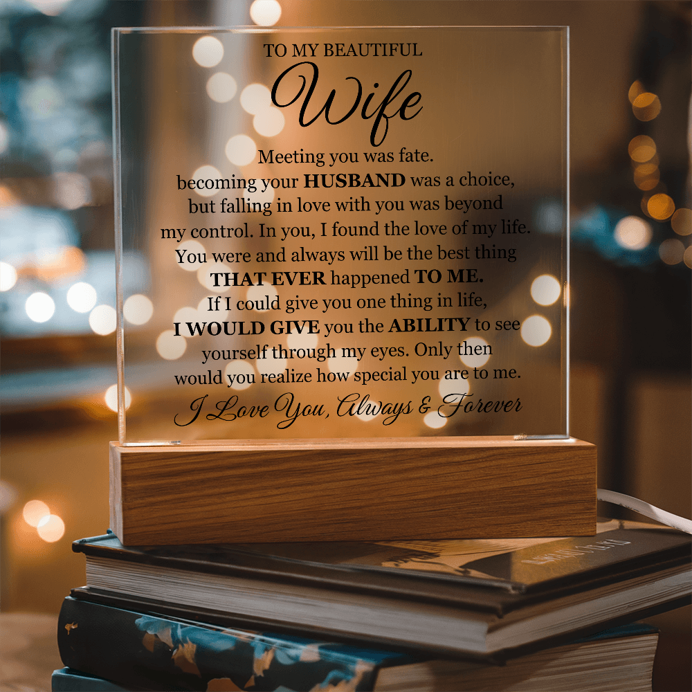 To My Beautiful Wife Printed - Acrylic Plaque Gift Set