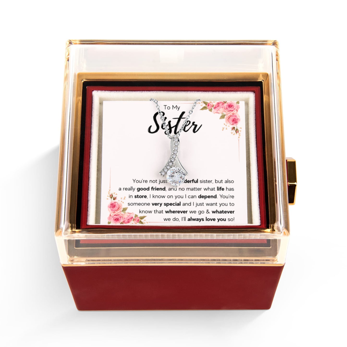 TO MY SISTER LOVE YOU SO ALLURING NECKLACE ROSE BOX GIFT SET