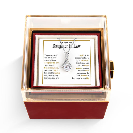 TO MY DAUGHTER IN LAW SWEET PERSON ALLURING BEAUTY NECKLACE ROSE BOX GIFT SET