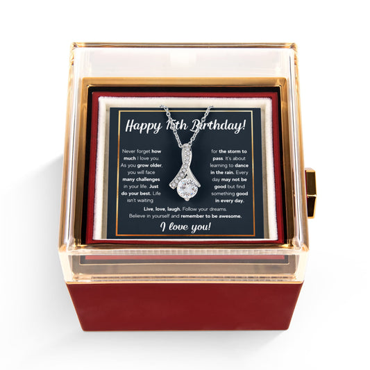 HAPPY 15TH BIRTHDAY RAIN ALLURING NECKLACE ROSE BOX GIFT SET