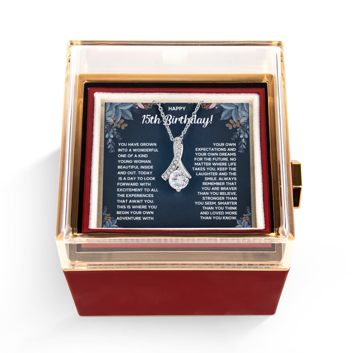 HAPPY 15TH BIRTHDAY DREAMS ALLURING NECKLACE ROSE BOX GIFT SET