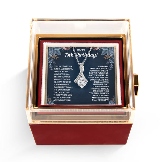 HAPPY 15TH BIRTHDAY DREAMS ALLURING NECKLACE ROSE BOX GIFT SET