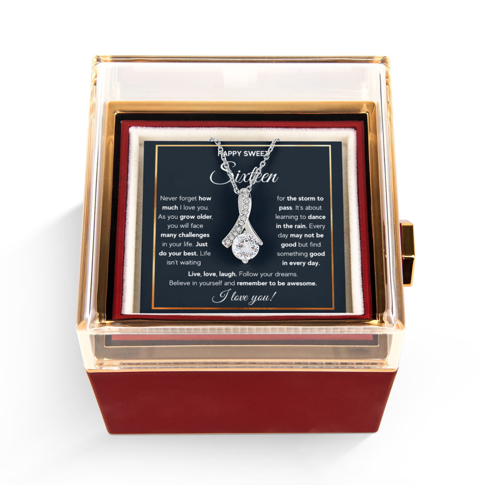 HAPPY SWEET SIXTEEN RAIN ALLURING NECKLACE ROSE BOX GIFT SET