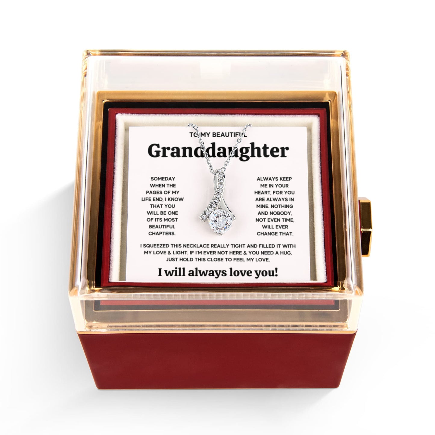 TO MY GRANDDAUGHTER SQUEEZED ALLURING NECKLACE ROSE GIFT SET